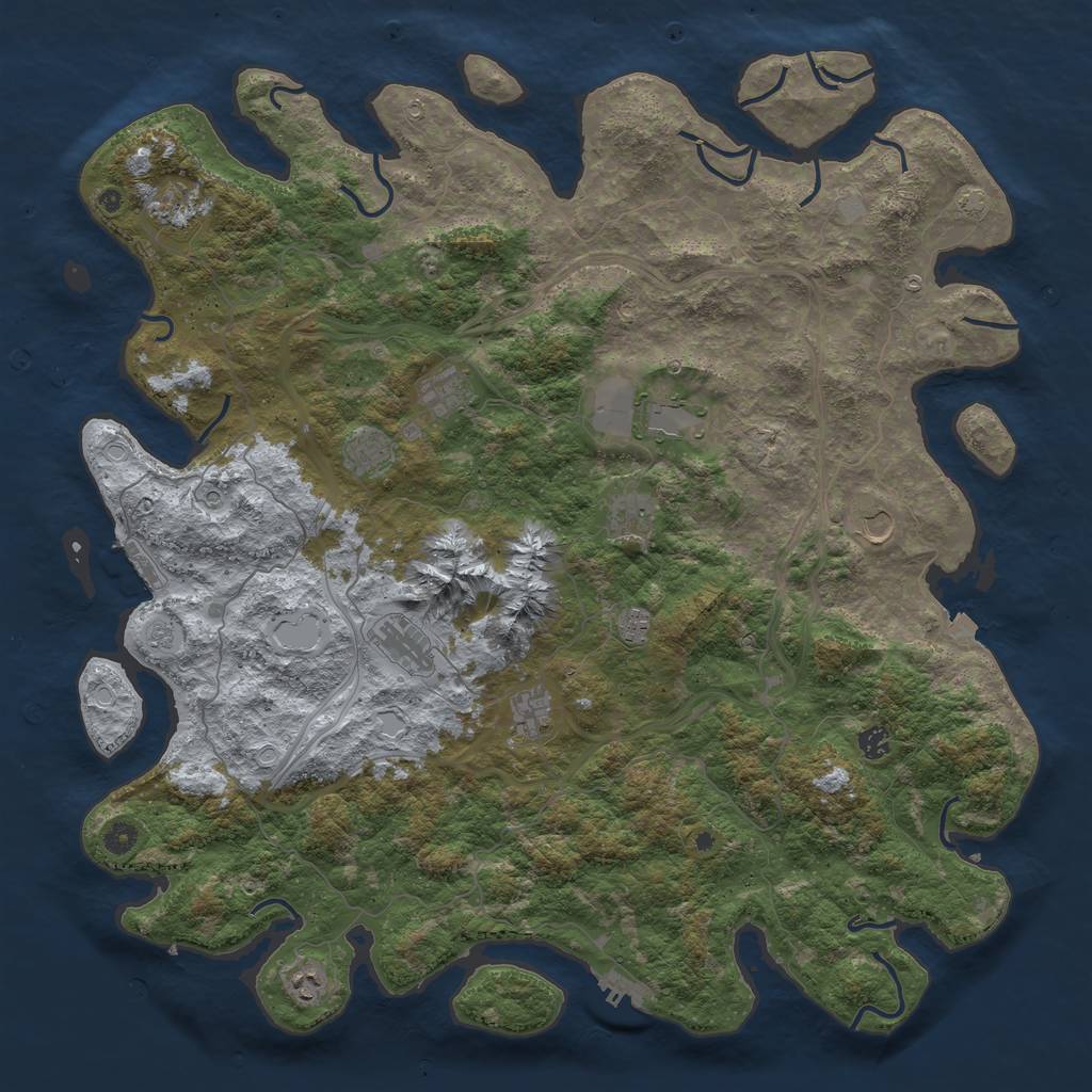 Rust Map: Procedural Map, Size: 5000, Seed: 1217325037, 19 Monuments