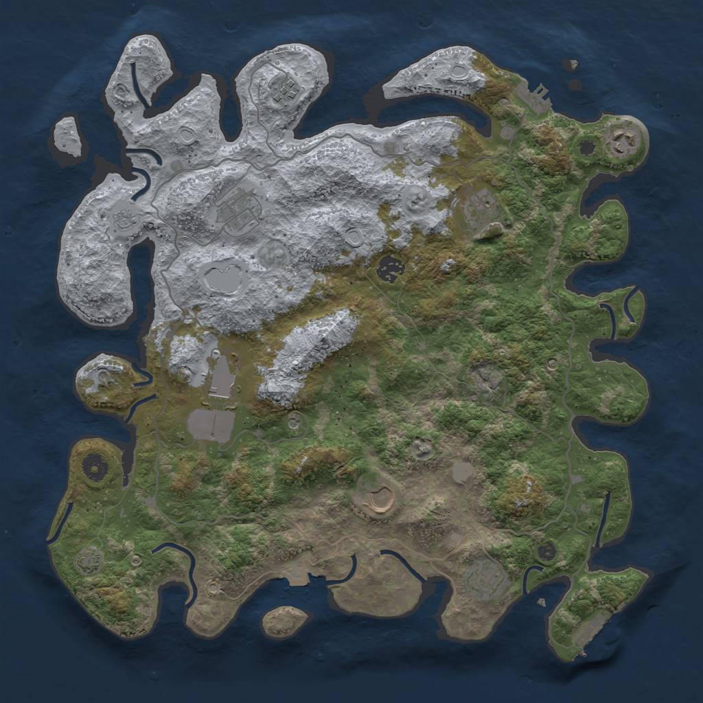 Rust Map: Procedural Map, Size: 4000, Seed: 7154878, 16 Monuments