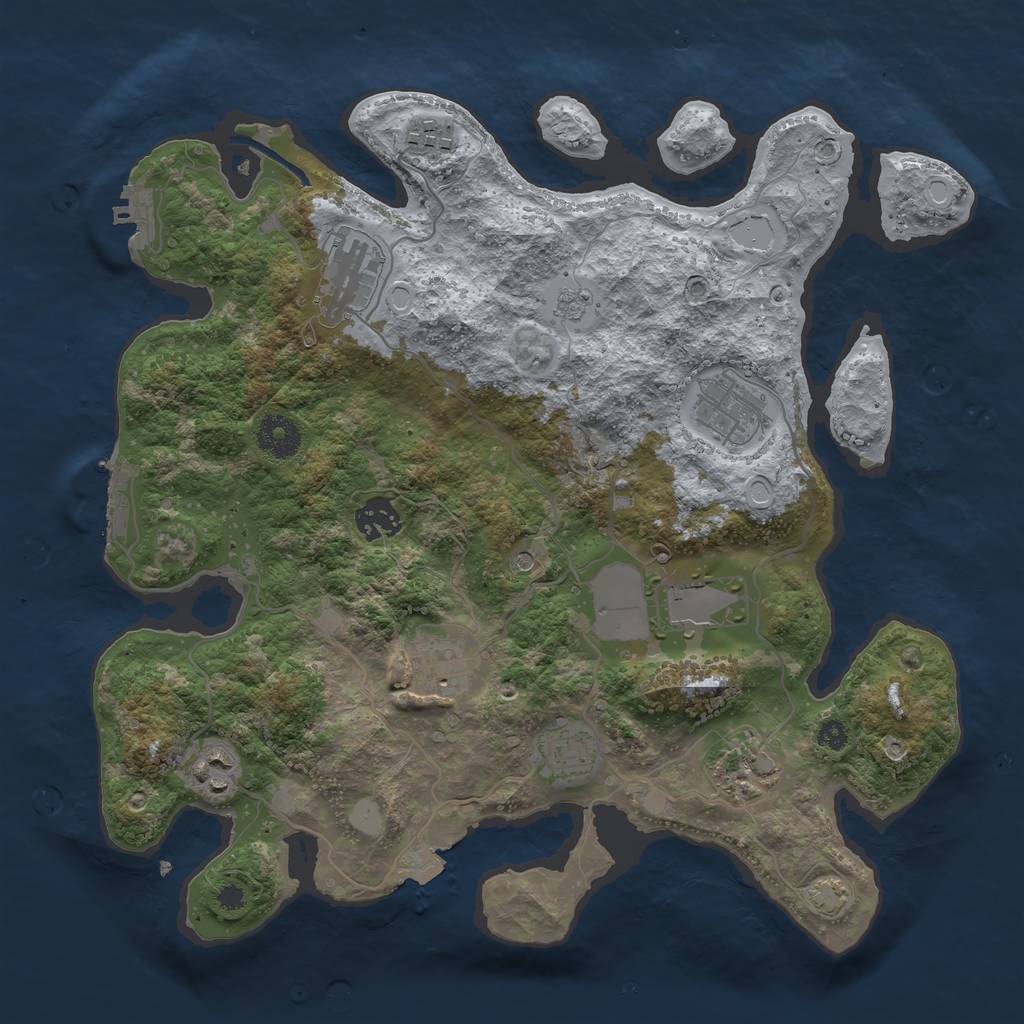 Rust Map: Procedural Map, Size: 3500, Seed: 987802343, 17 Monuments