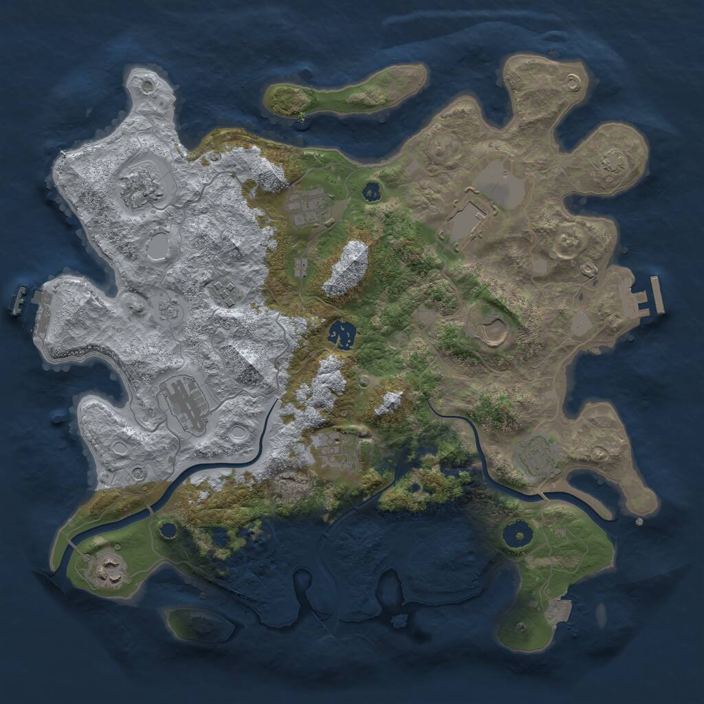 Rust Map: Procedural Map, Size: 3750, Seed: 1975092415, 16 Monuments