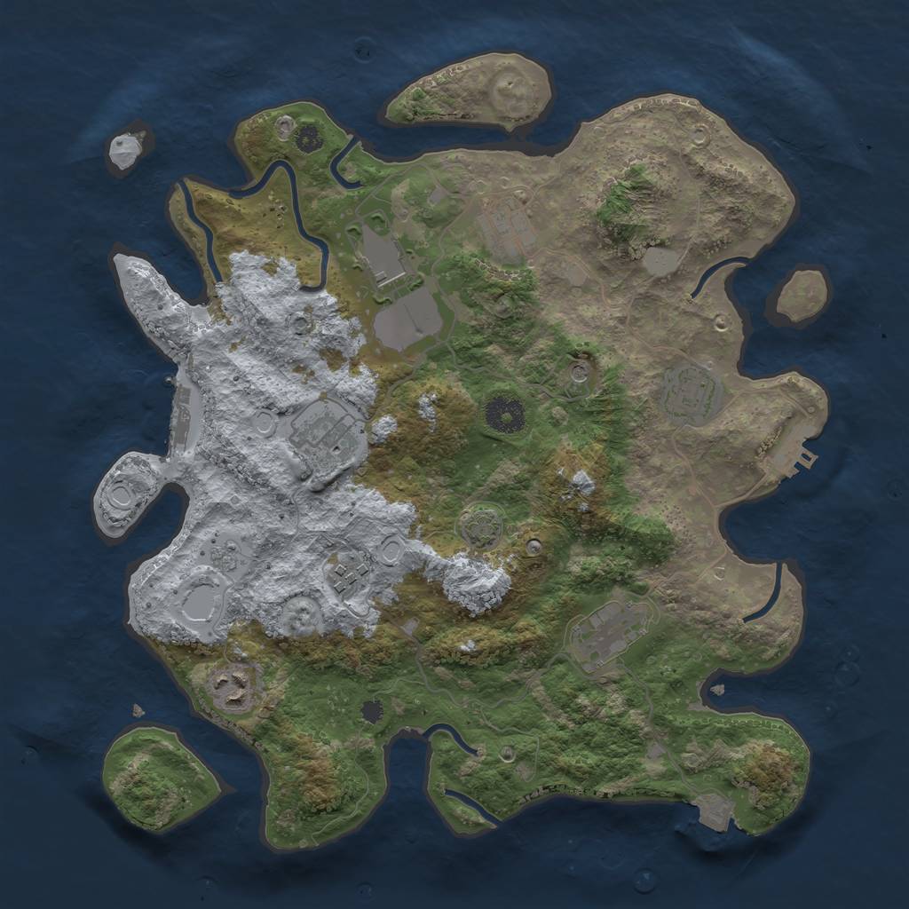 Rust Map: Procedural Map, Size: 3500, Seed: 436383343, 15 Monuments