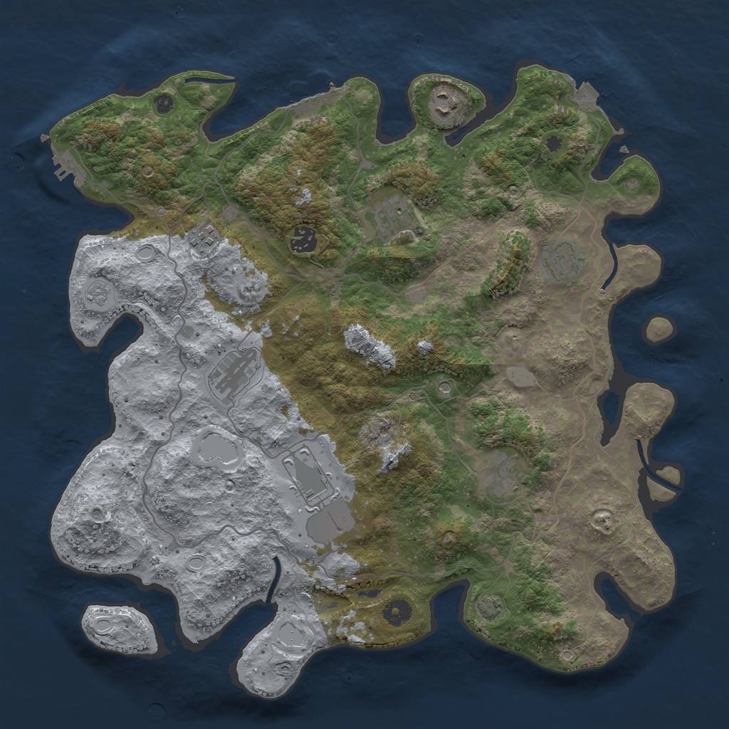 Rust Map: Procedural Map, Size: 4000, Seed: 1271433572, 16 Monuments