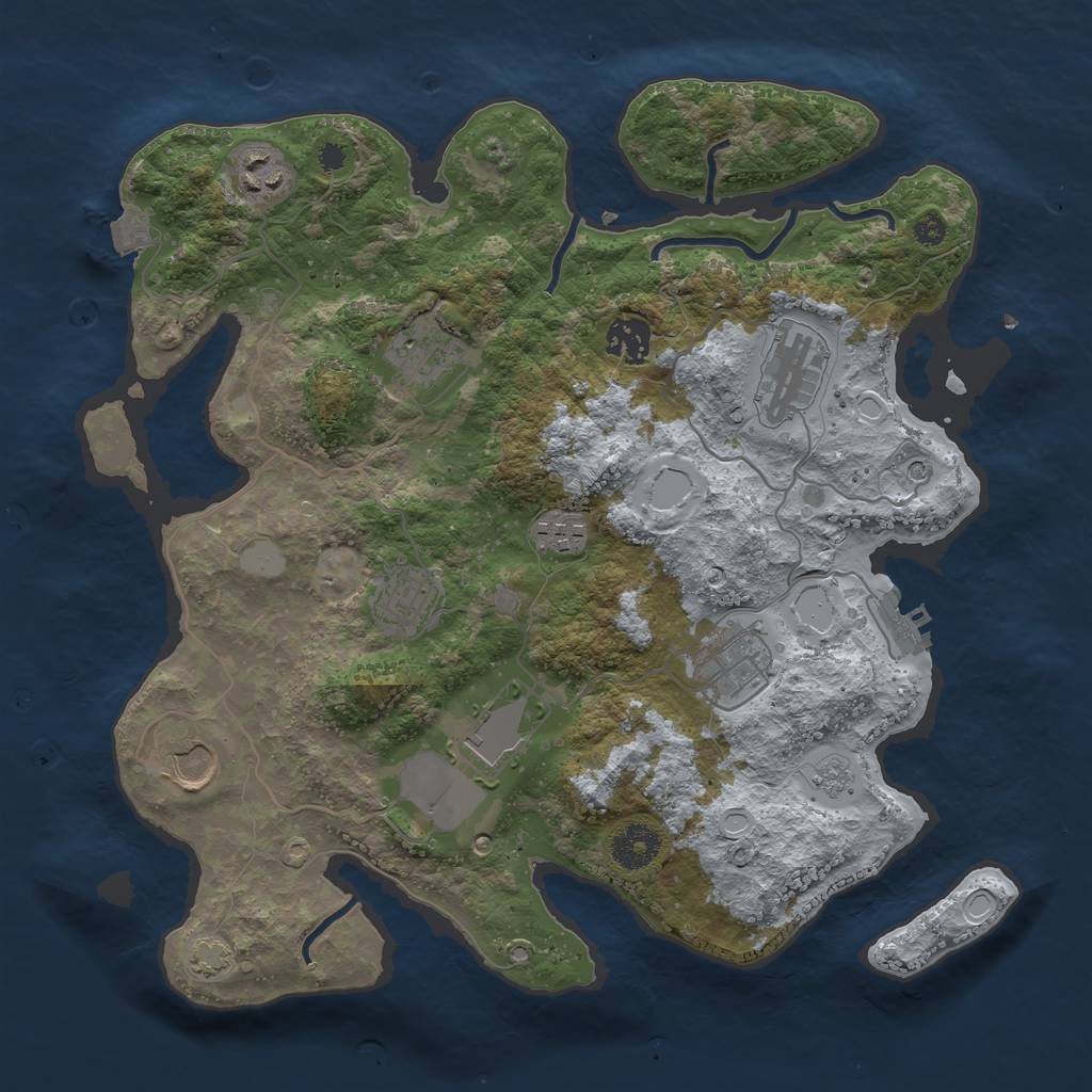 Rust Map: Procedural Map, Size: 3500, Seed: 608238432, 16 Monuments