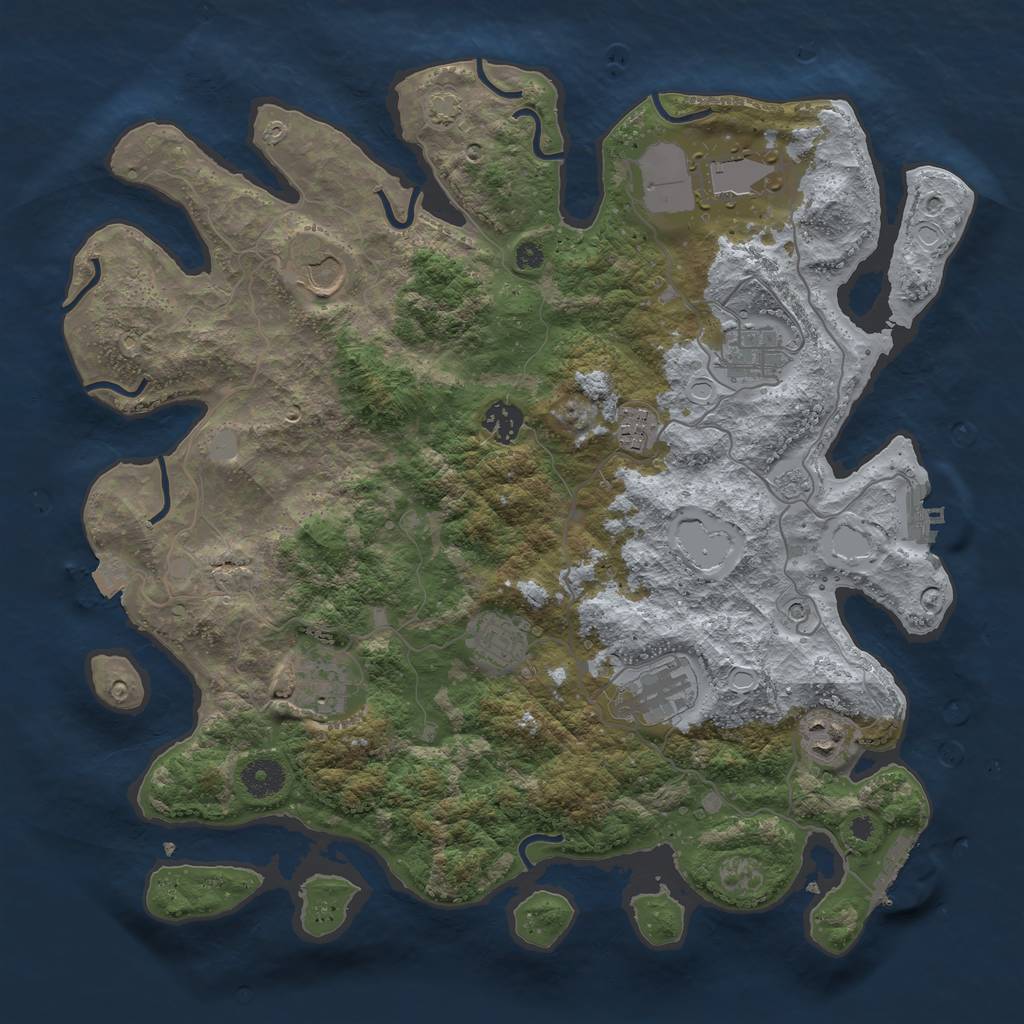 Rust Map: Procedural Map, Size: 3800, Seed: 5672316, 17 Monuments