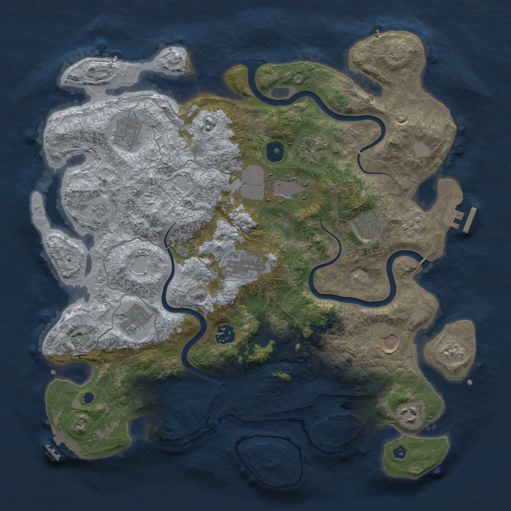 Rust Map: Procedural Map, Size: 3900, Seed: 93364881, 16 Monuments