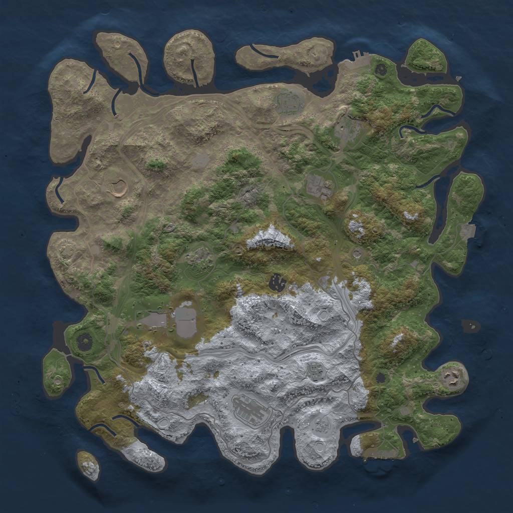 Rust Map: Procedural Map, Size: 4400, Seed: 77135868, 18 Monuments