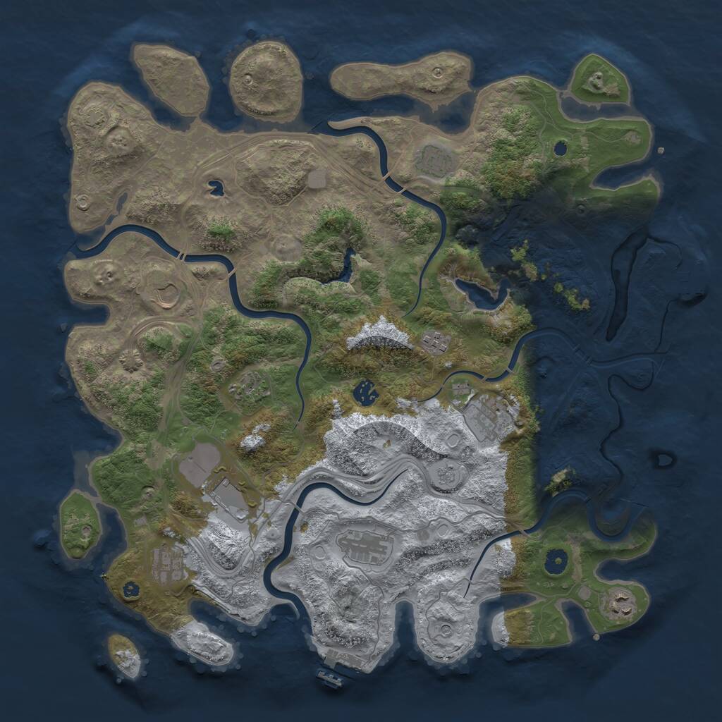 Rust Map: Procedural Map, Size: 4400, Seed: 77135868, 16 Monuments