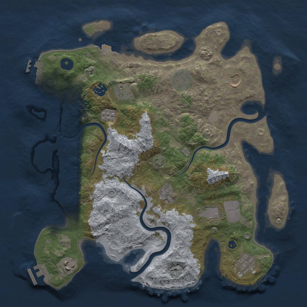 Rust Map: Procedural Map, Size: 3650, Seed: 88624468, 15 Monuments