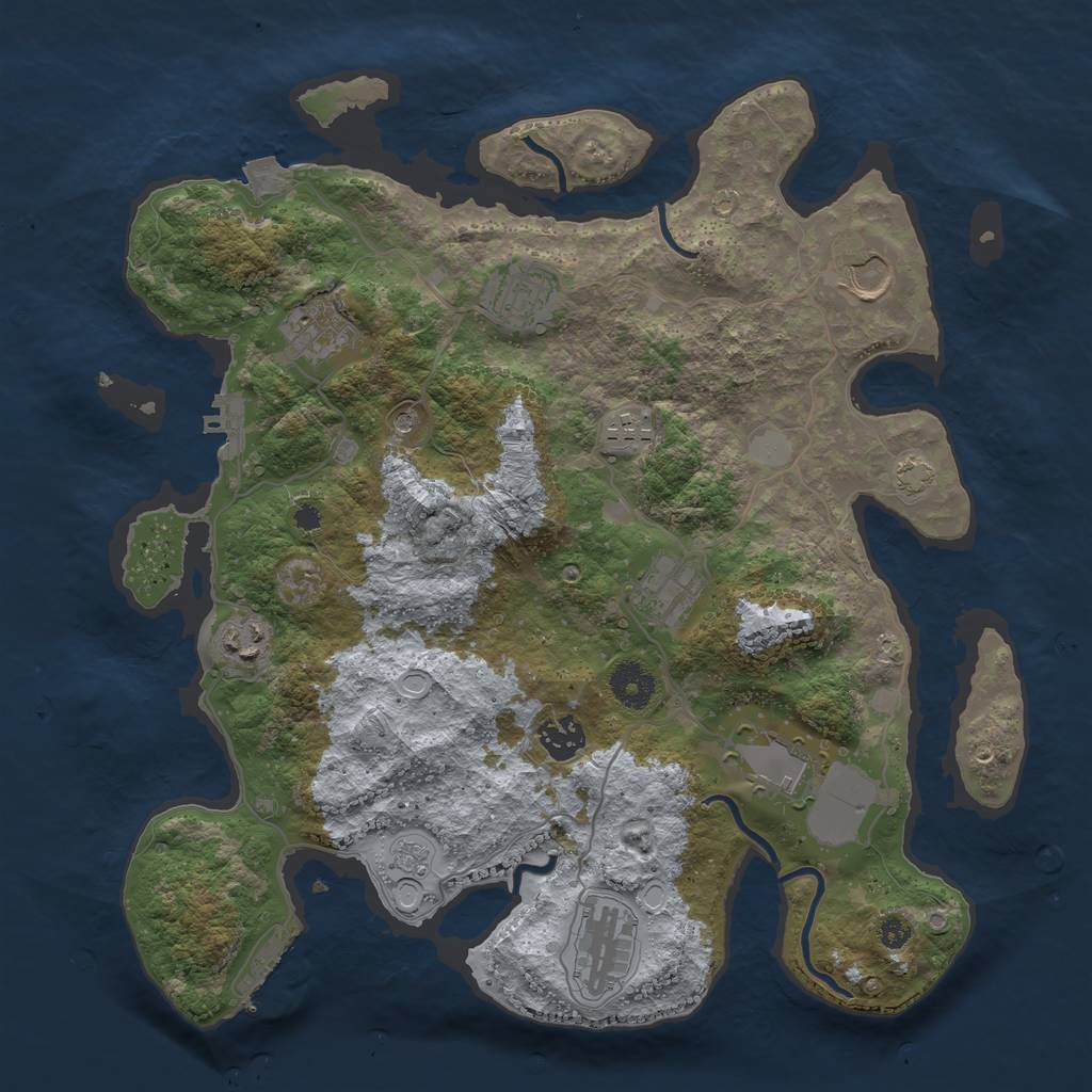 Rust Map: Procedural Map, Size: 3650, Seed: 88624468, 17 Monuments