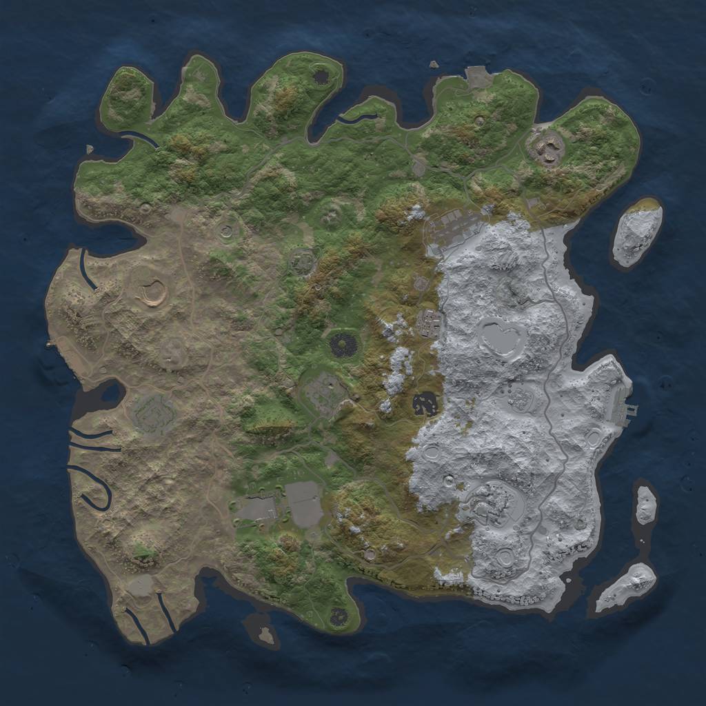 Rust Map: Procedural Map, Size: 4000, Seed: 31042924, 17 Monuments