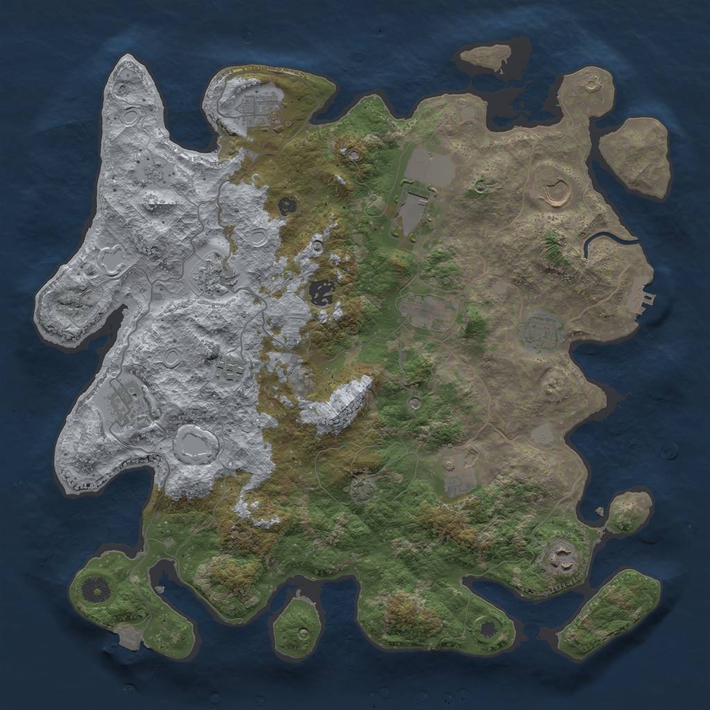 Rust Map: Procedural Map, Size: 3950, Seed: 86265414, 18 Monuments
