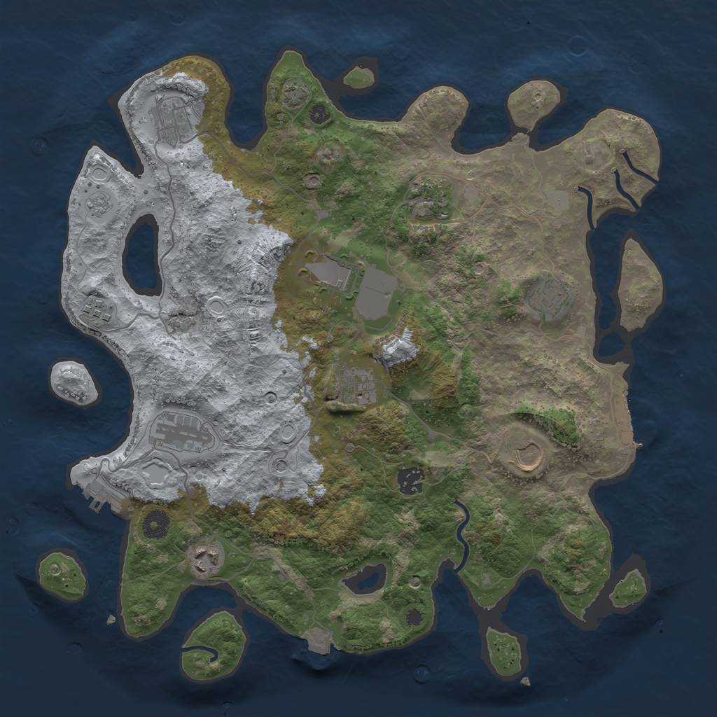 Rust Map: Procedural Map, Size: 3800, Seed: 20199716, 18 Monuments
