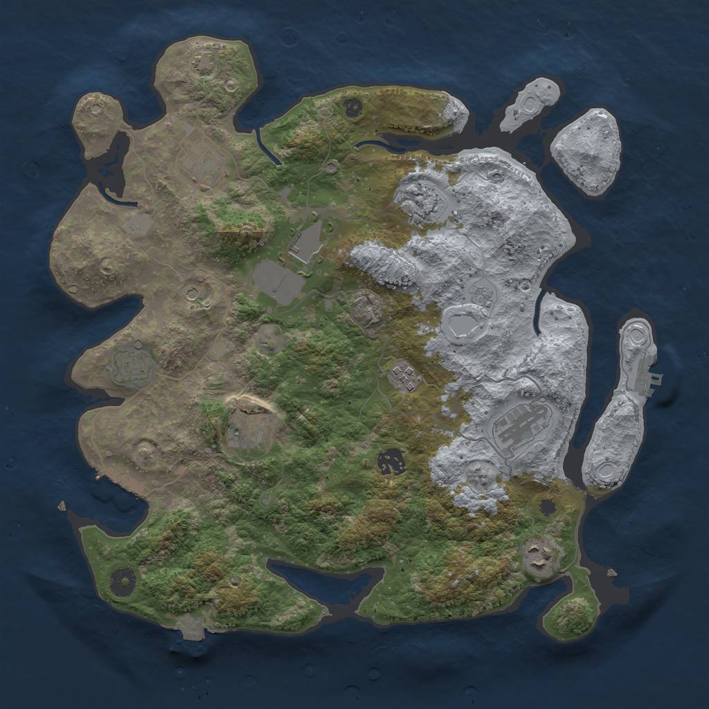 Rust Map: Procedural Map, Size: 3800, Seed: 84291813, 17 Monuments