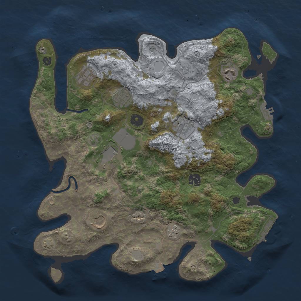 Rust Map: Procedural Map, Size: 3550, Seed: 8735053, 16 Monuments