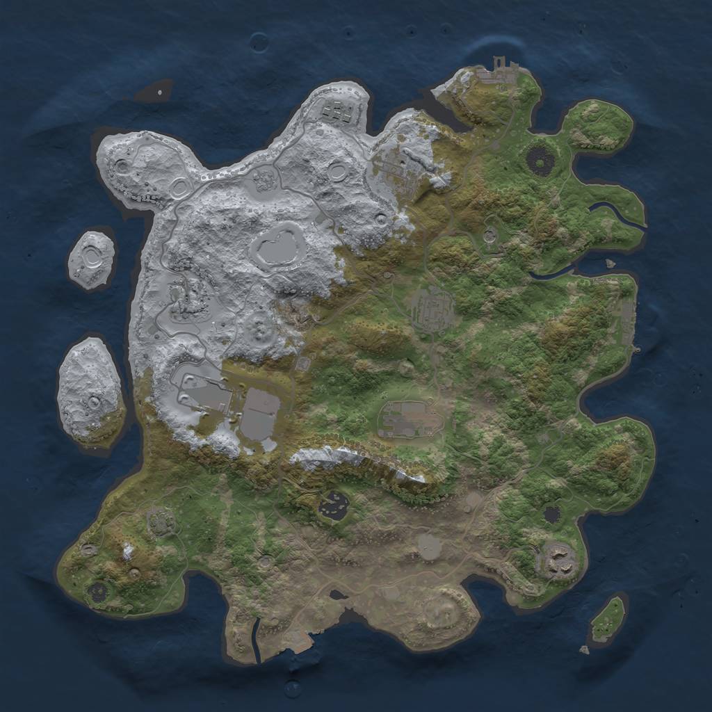 Rust Map: Procedural Map, Size: 3700, Seed: 34777162, 16 Monuments