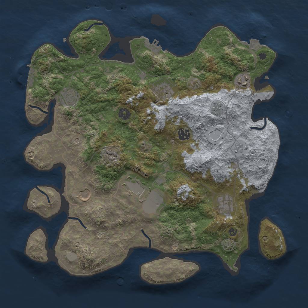 Rust Map: Procedural Map, Size: 3700, Seed: 3911021, 16 Monuments