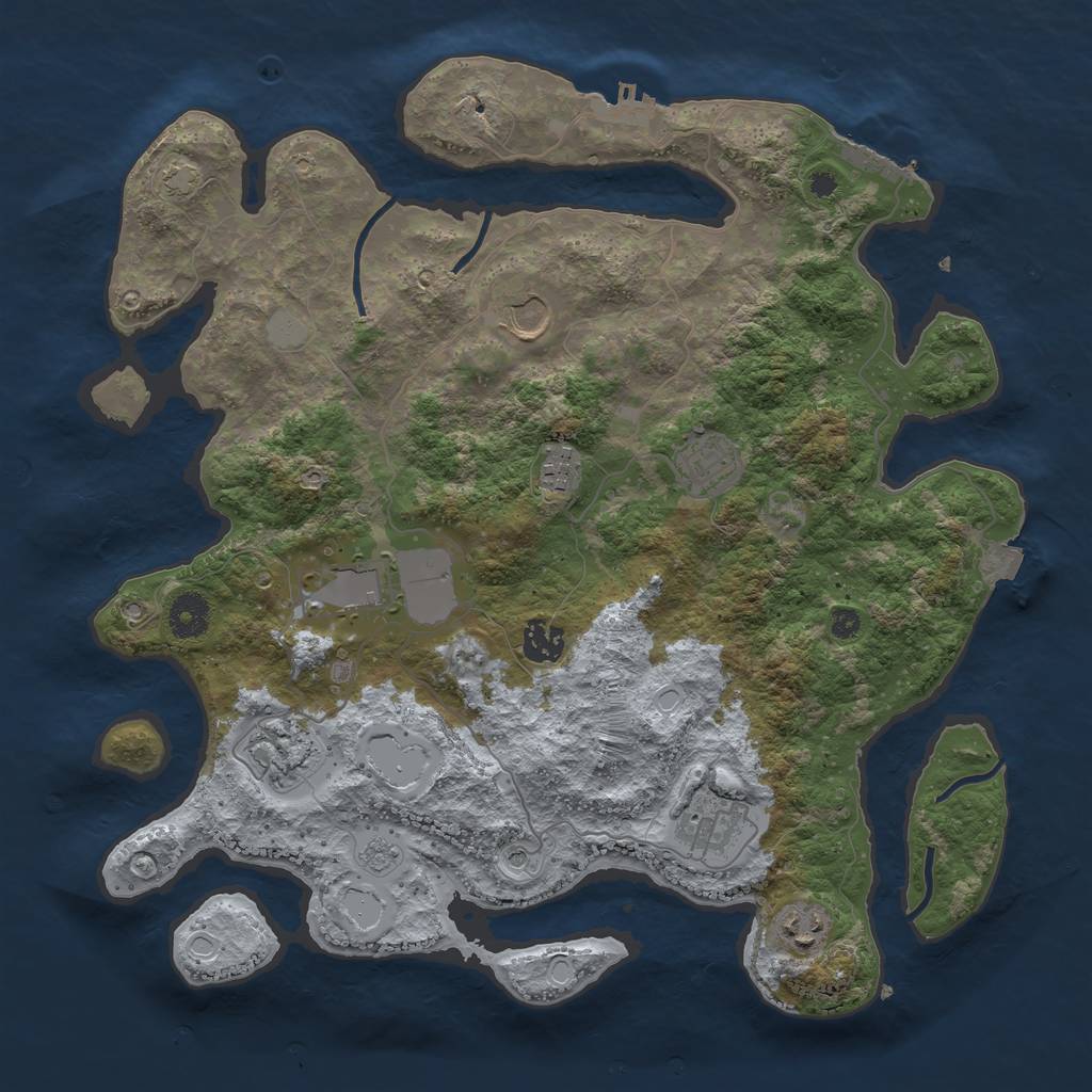 Rust Map: Procedural Map, Size: 3750, Seed: 13876456, 16 Monuments