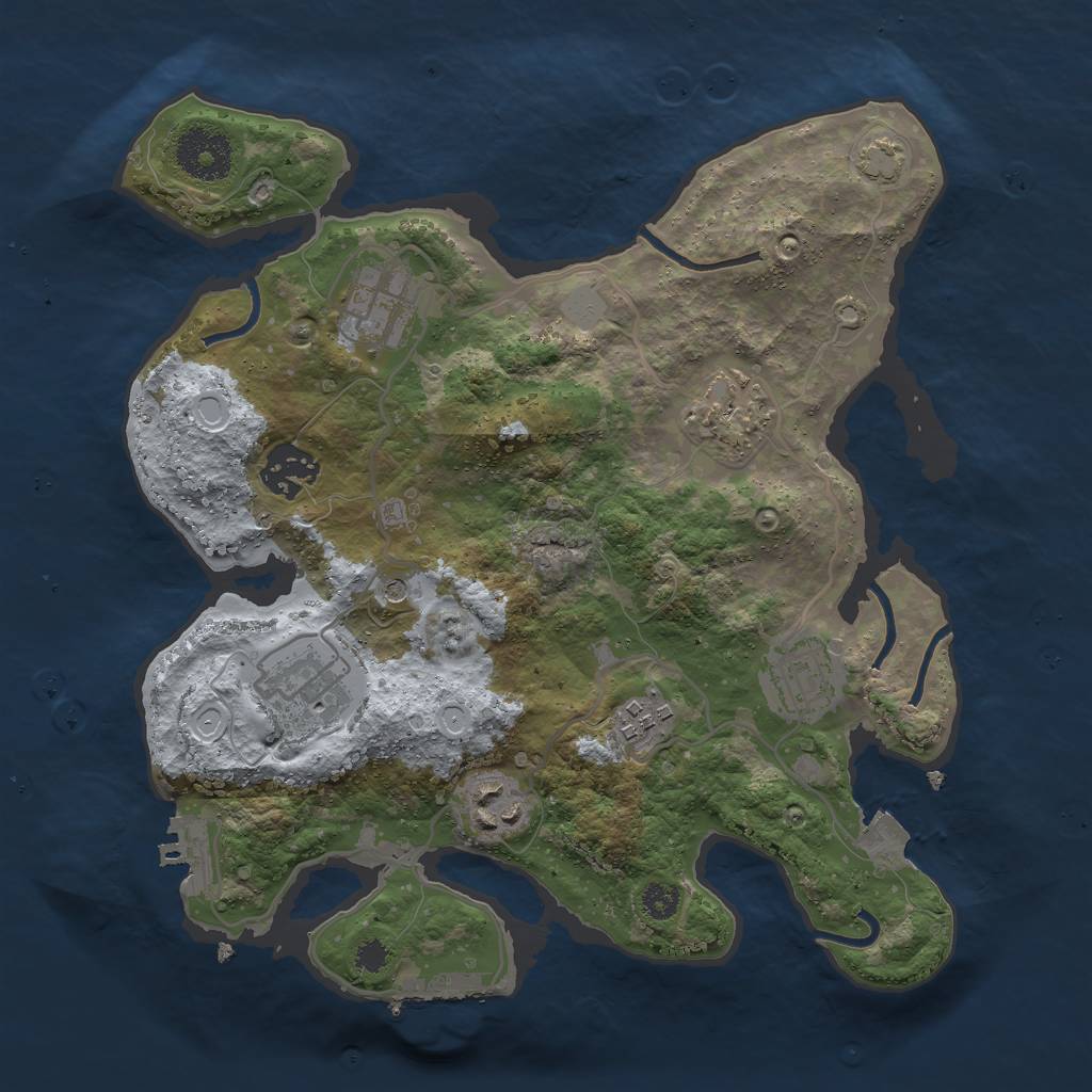 Rust Map: Procedural Map, Size: 3000, Seed: 1714029551, 14 Monuments