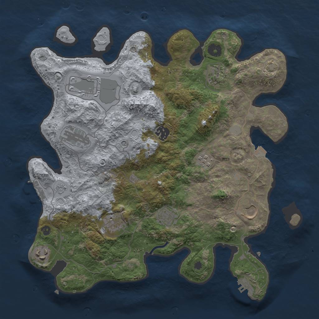 Rust Map: Procedural Map, Size: 3500, Seed: 63454762, 17 Monuments