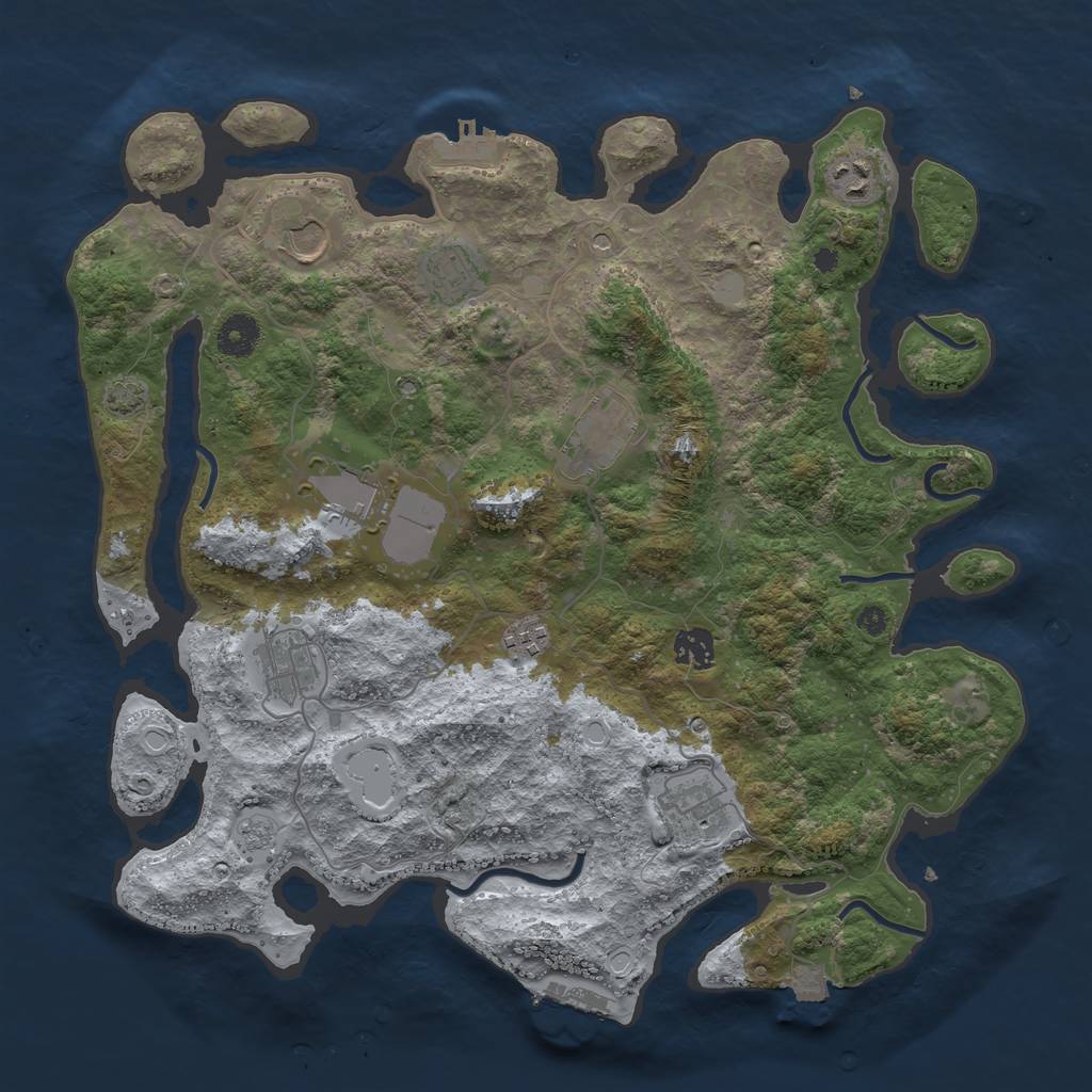 Rust Map: Procedural Map, Size: 3850, Seed: 14903916, 17 Monuments