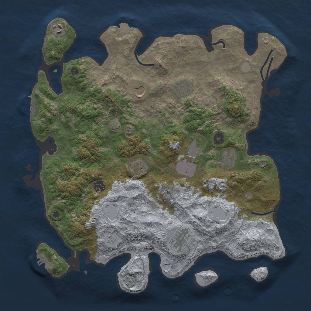 Rust Map: Procedural Map, Size: 4100, Seed: 23224529, 17 Monuments