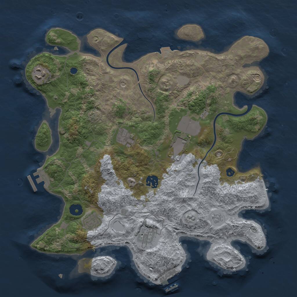 Rust Map: Procedural Map, Size: 3500, Seed: 99046781, 12 Monuments