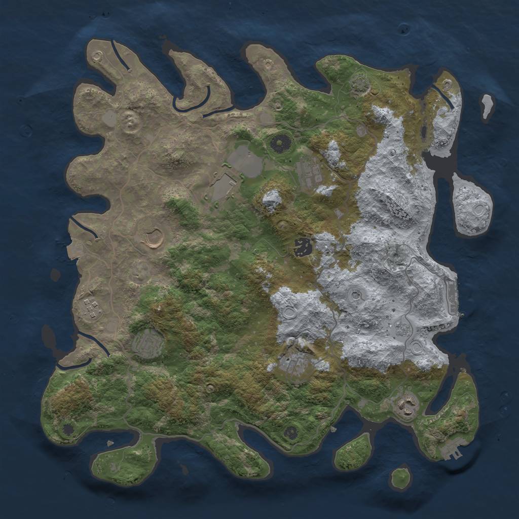 Rust Map: Procedural Map, Size: 4000, Seed: 9412, 16 Monuments