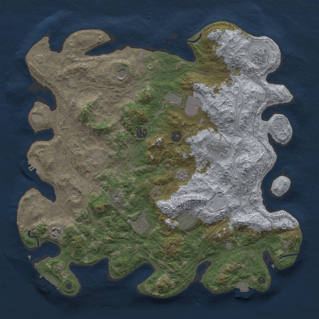 Rust Map: Procedural Map, Size: 4300, Seed: 64685569, 18 Monuments
