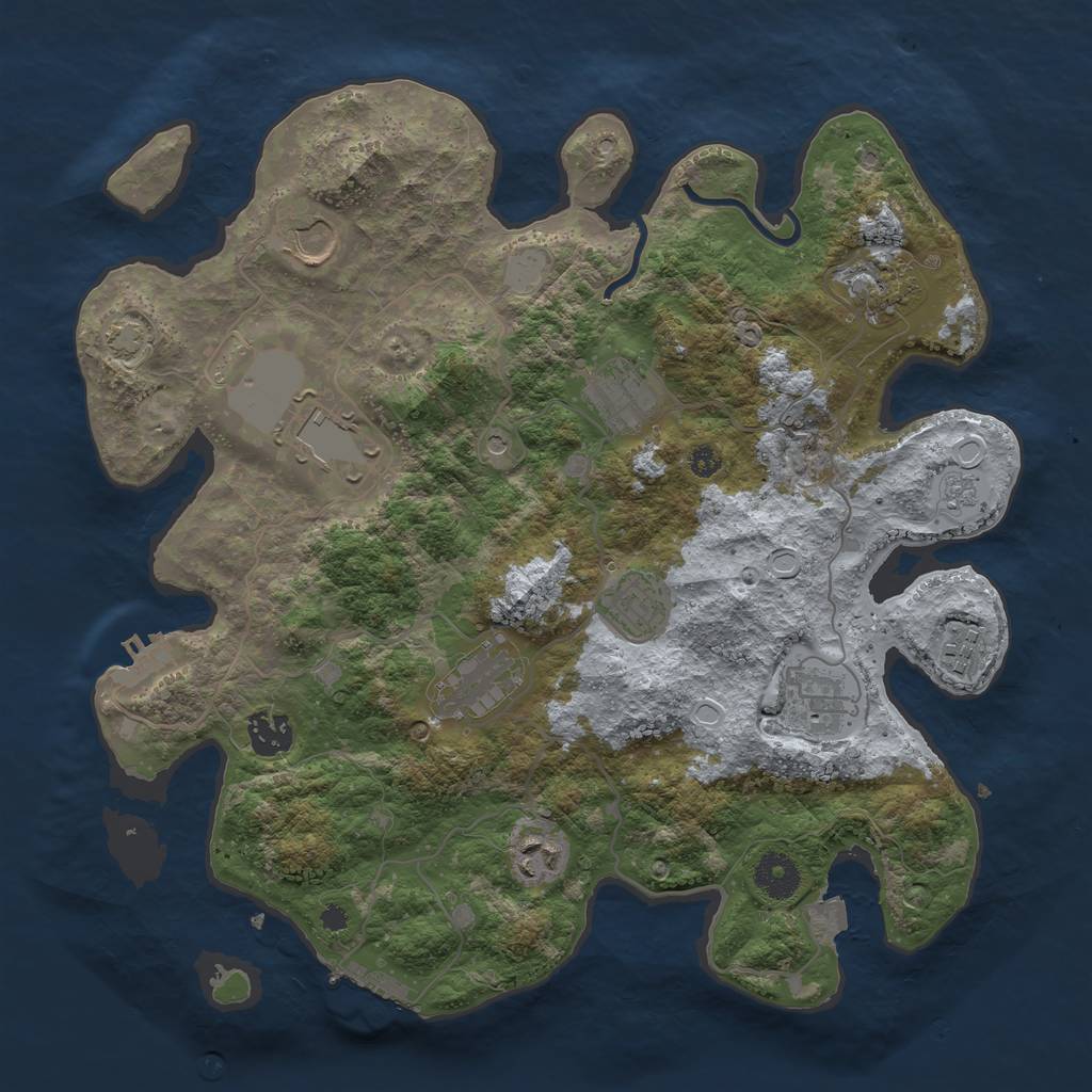 Rust Map: Procedural Map, Size: 3600, Seed: 72339832, 18 Monuments