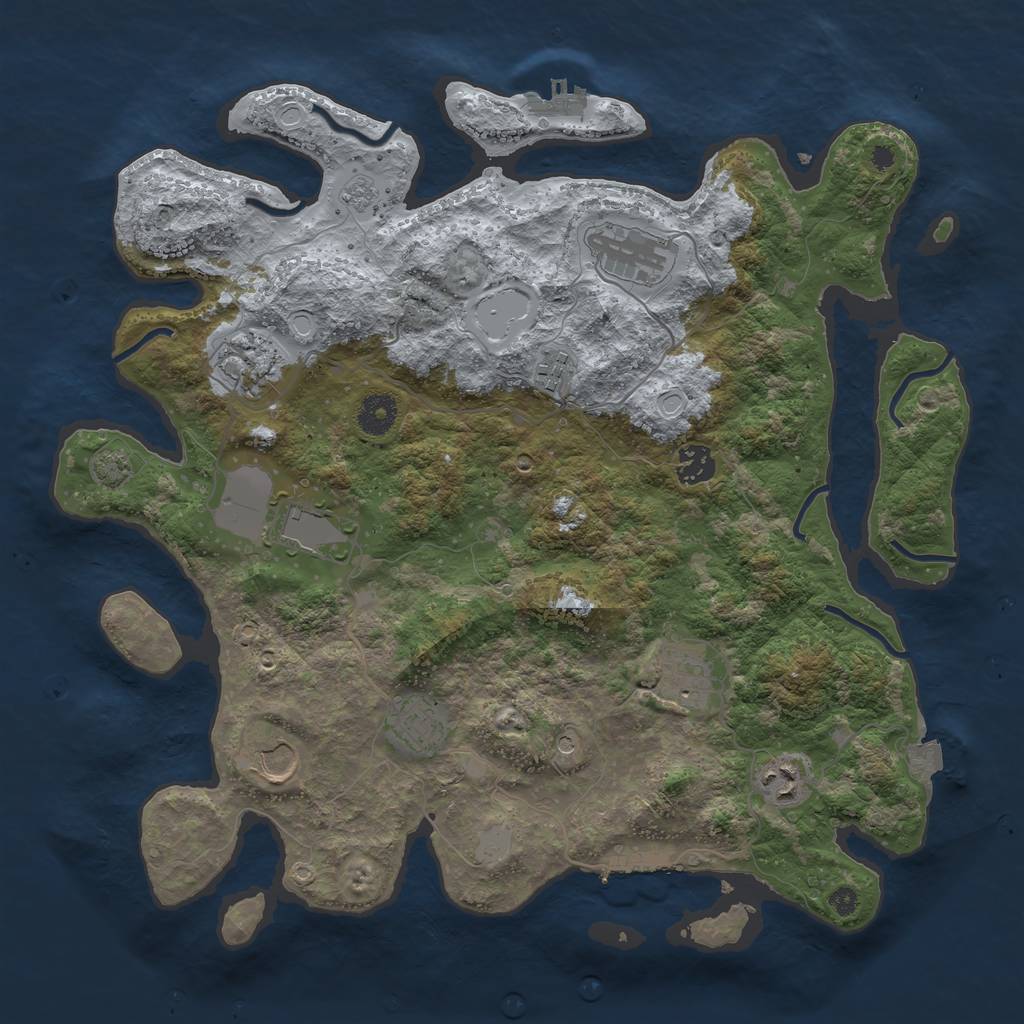 Rust Map: Procedural Map, Size: 3800, Seed: 795660308, 17 Monuments