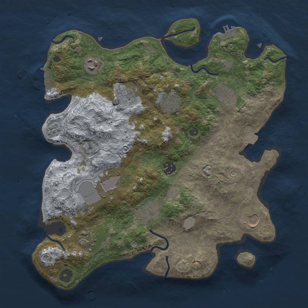 Rust Map: Procedural Map, Size: 3500, Seed: 60026014, 17 Monuments