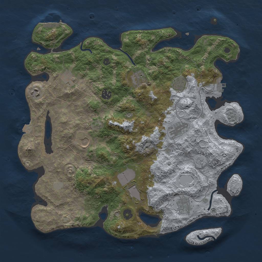 Rust Map: Procedural Map, Size: 3850, Seed: 21789653, 18 Monuments