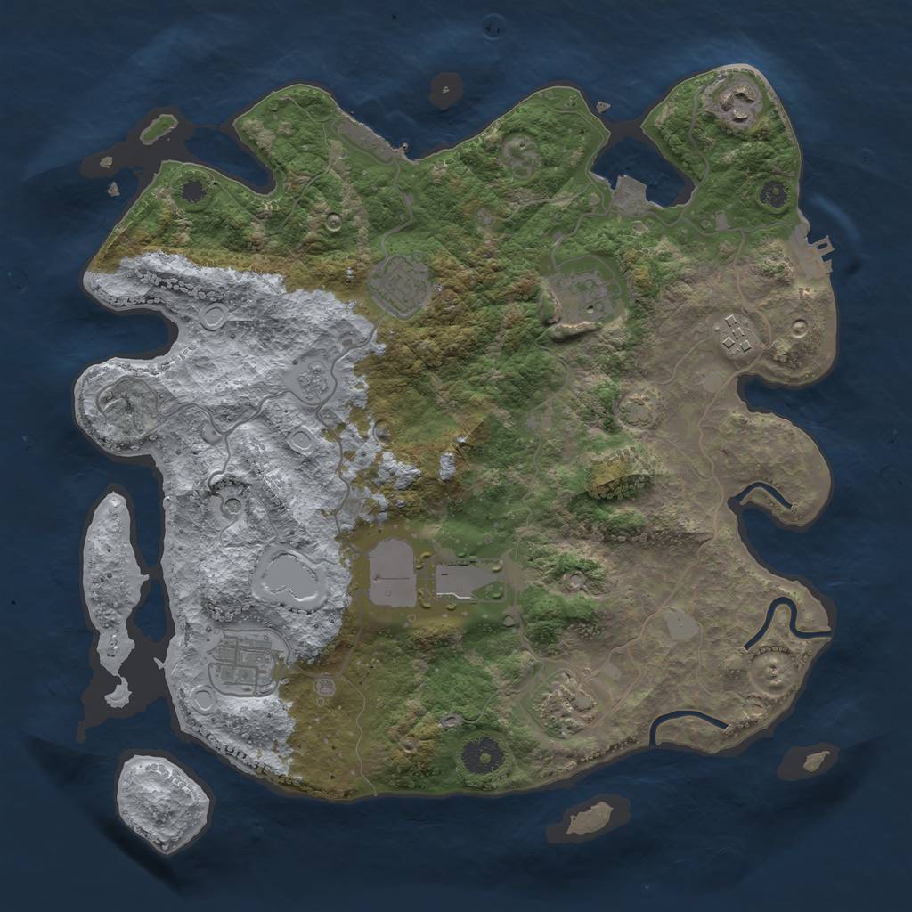 Rust Map: Procedural Map, Size: 3500, Seed: 360328545, 15 Monuments