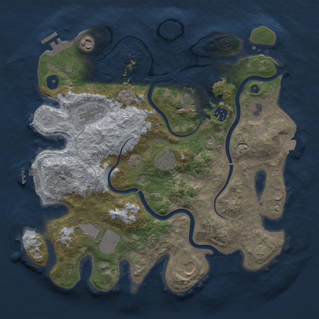 Rust Map: Procedural Map, Size: 3600, Seed: 9793527, 14 Monuments