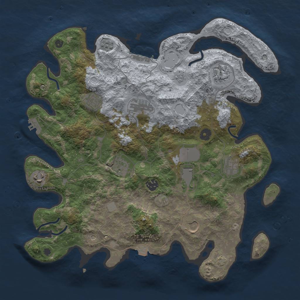 Rust Map: Procedural Map, Size: 3800, Seed: 91562940, 18 Monuments