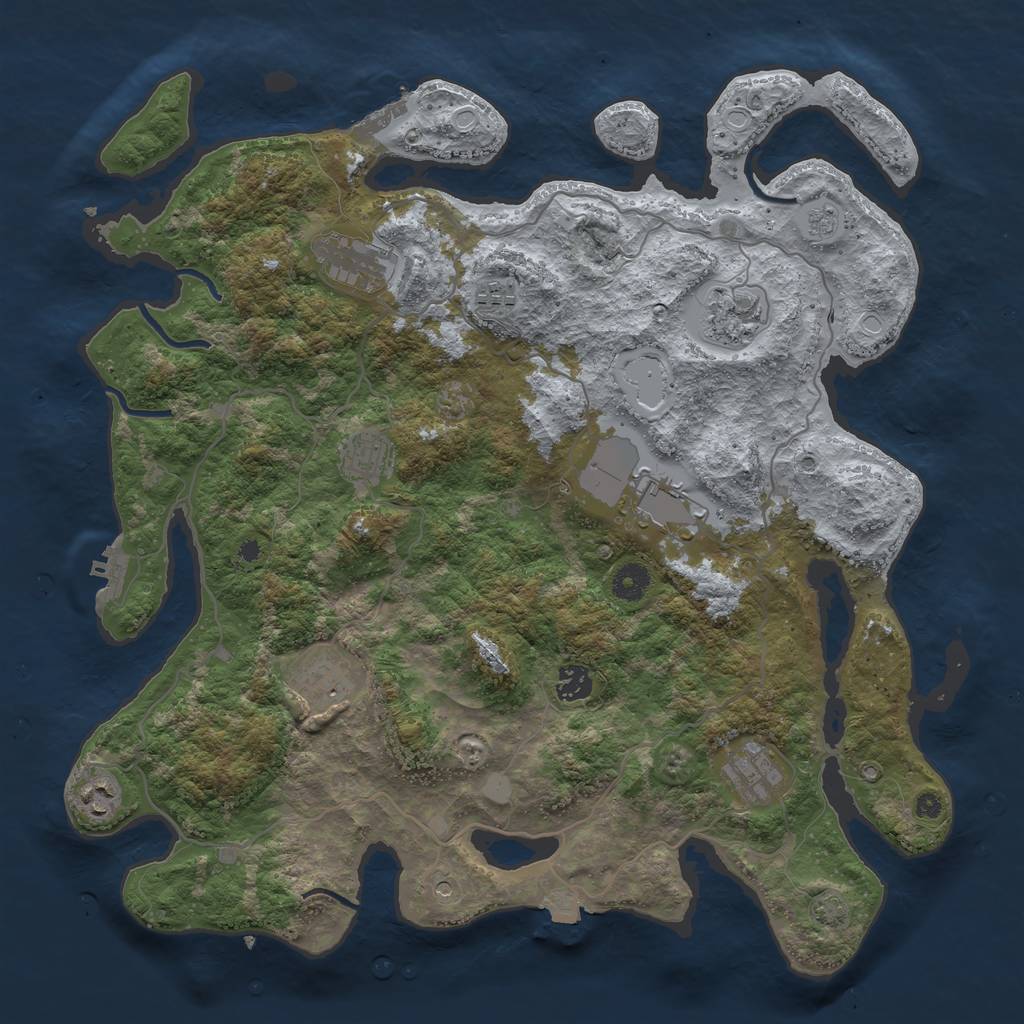 Rust Map: Procedural Map, Size: 4100, Seed: 49175464, 17 Monuments
