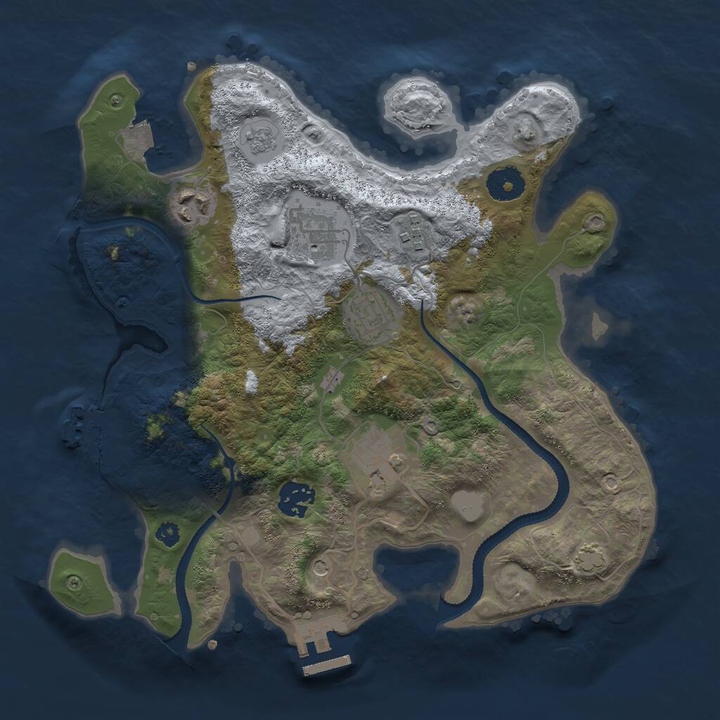 Rust Map: Procedural Map, Size: 3000, Seed: 29035, 12 Monuments