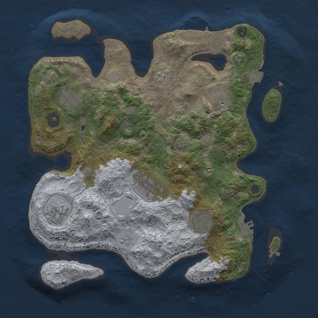 Rust Map: Procedural Map, Size: 3250, Seed: 734037903, 14 Monuments