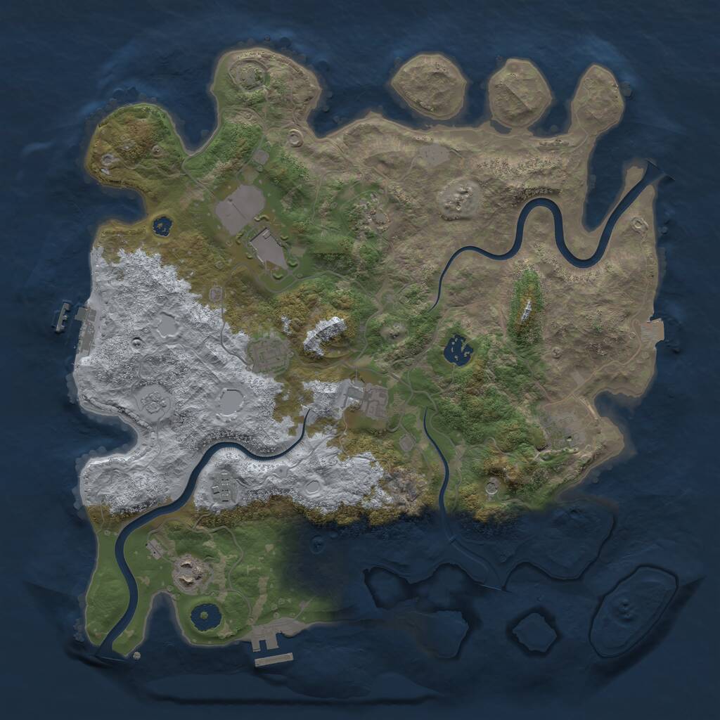 Rust Map: Procedural Map, Size: 3800, Seed: 1317839234, 14 Monuments