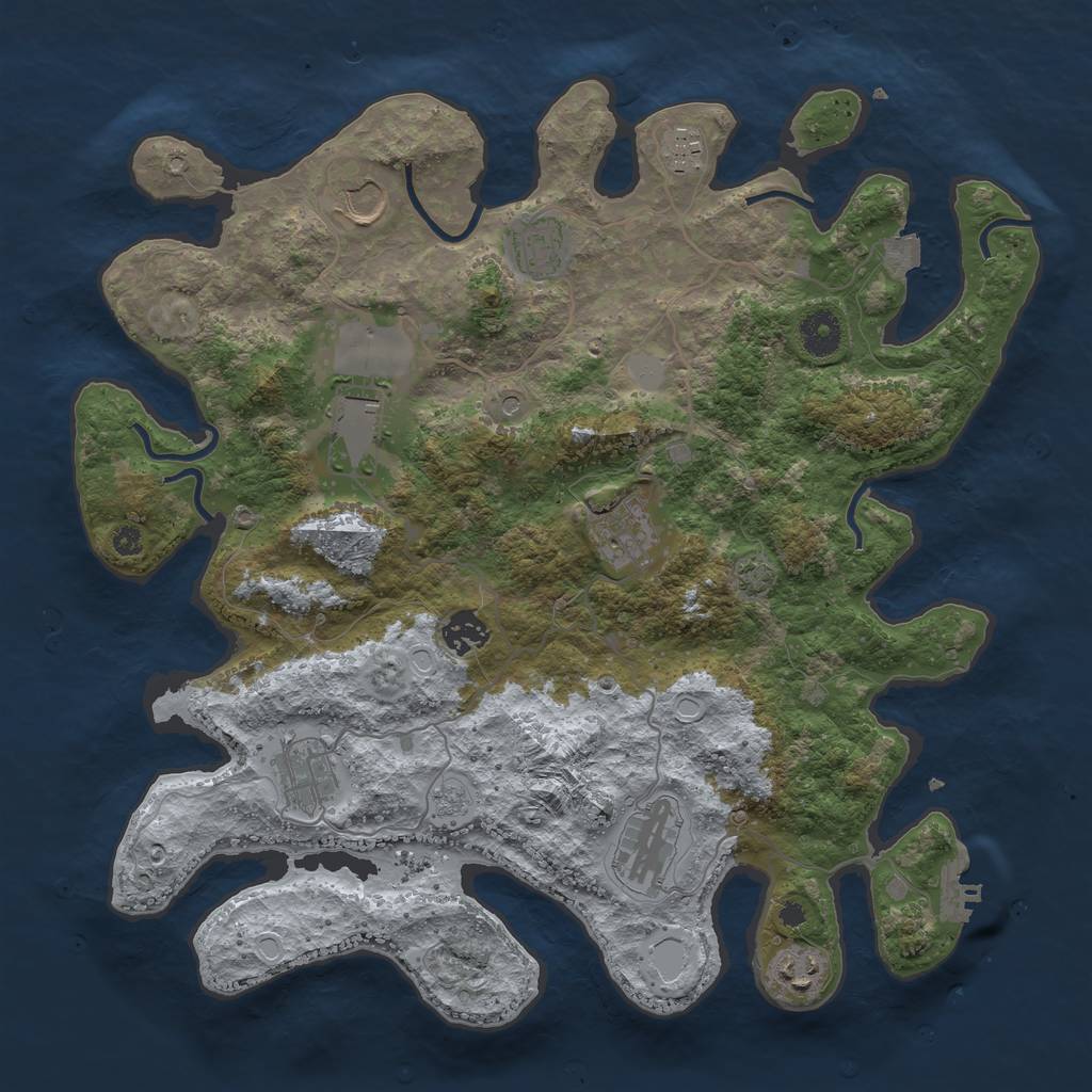 Rust Map: Procedural Map, Size: 3750, Seed: 24480303, 16 Monuments
