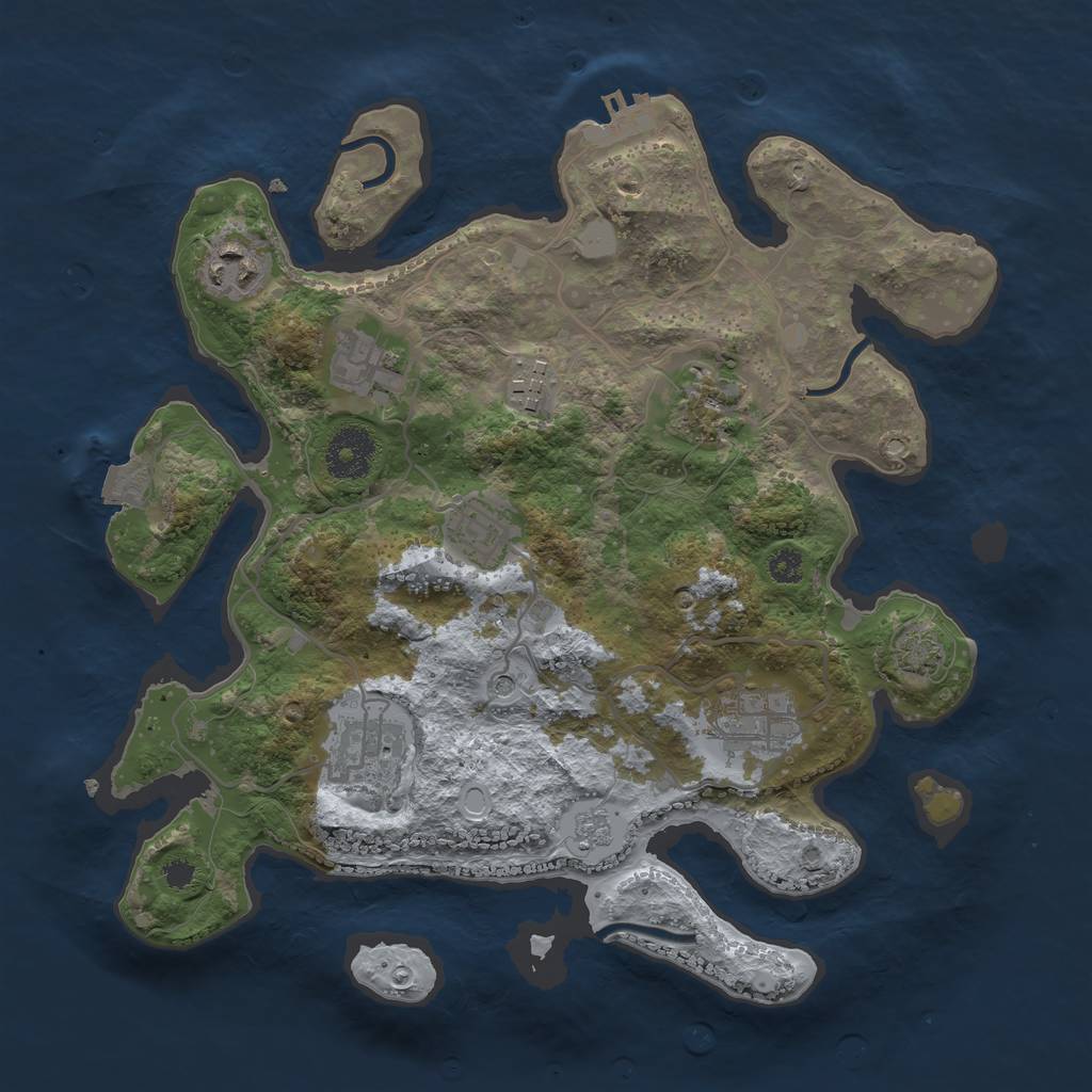 Rust Map: Procedural Map, Size: 3200, Seed: 751, 14 Monuments