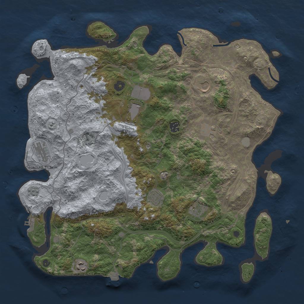Rust Map: Procedural Map, Size: 4300, Seed: 44509628, 16 Monuments