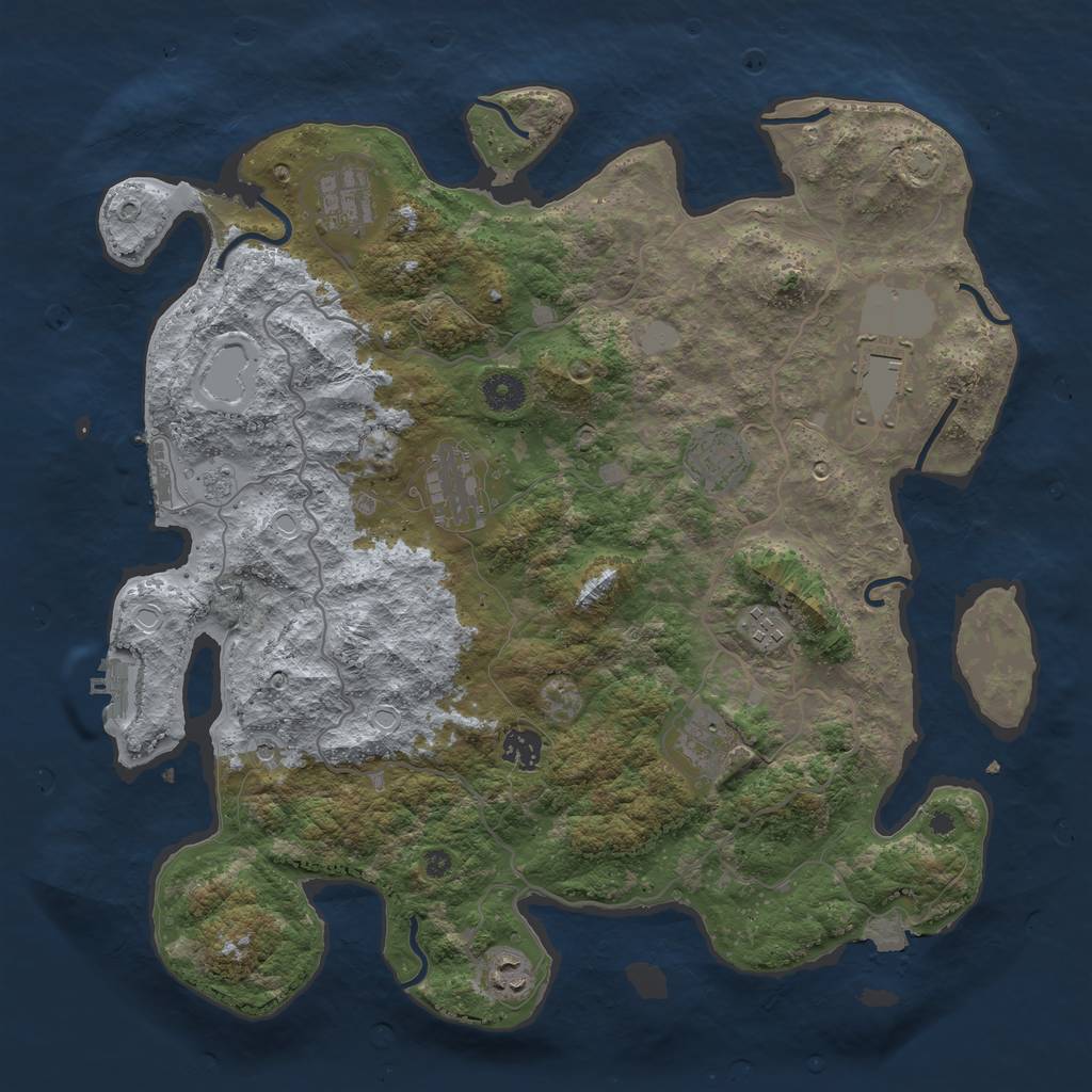 Rust Map: Procedural Map, Size: 4000, Seed: 75234573, 16 Monuments