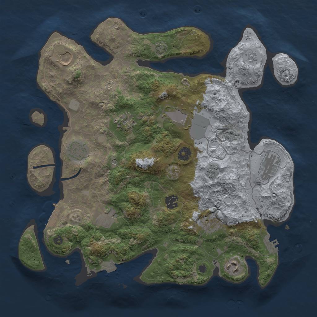 Rust Map: Procedural Map, Size: 3500, Seed: 390444567, 18 Monuments