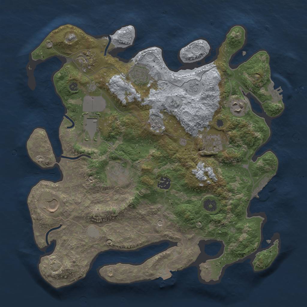 Rust Map: Procedural Map, Size: 3500, Seed: 656233409, 17 Monuments