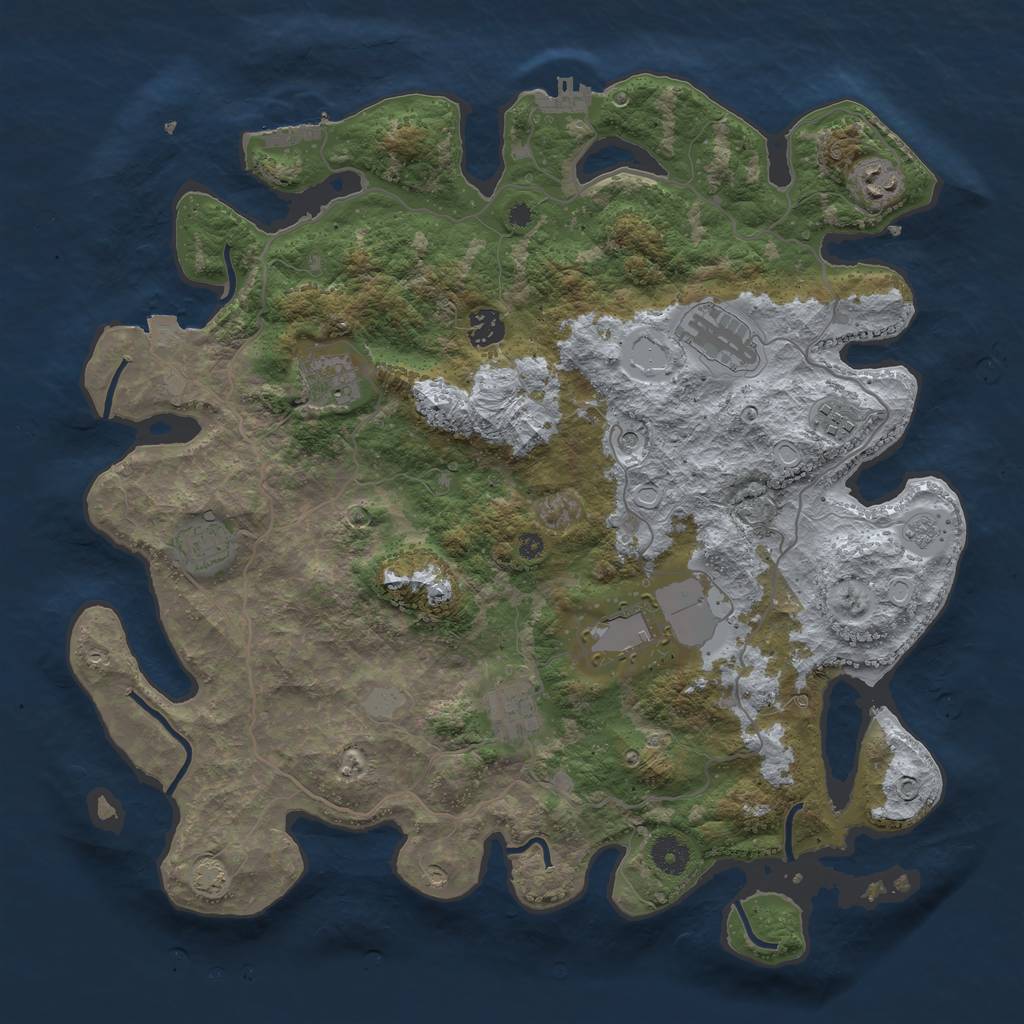 Rust Map: Procedural Map, Size: 4000, Seed: 1891158001, 16 Monuments