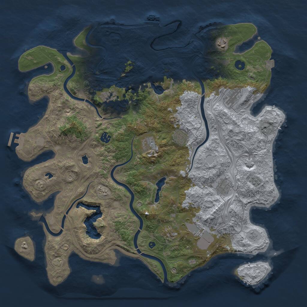 Rust Map: Procedural Map, Size: 4500, Seed: 1751625157, 16 Monuments