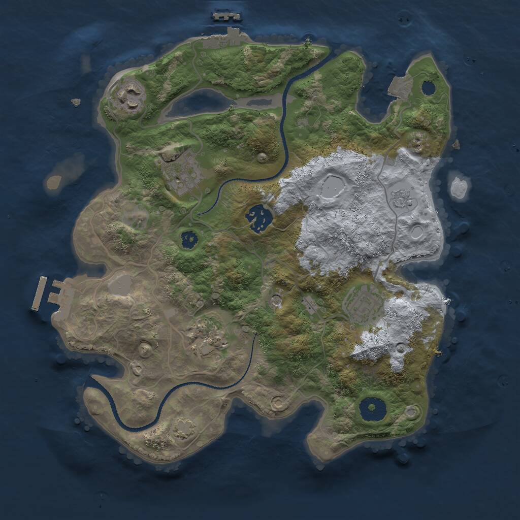 Rust Map: Procedural Map, Size: 3000, Seed: 1254605332, 11 Monuments