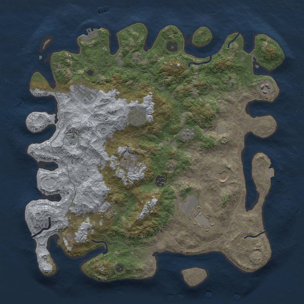 Rust Map: Procedural Map, Size: 4000, Seed: 5491787, 16 Monuments