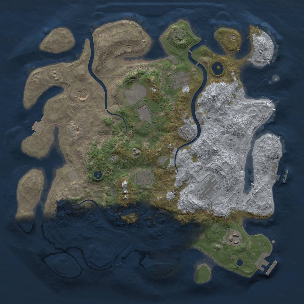 Rust Map: Procedural Map, Size: 3700, Seed: 79033260, 13 Monuments